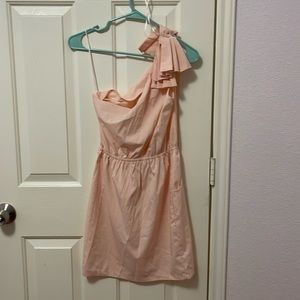 One shoulder peach dress